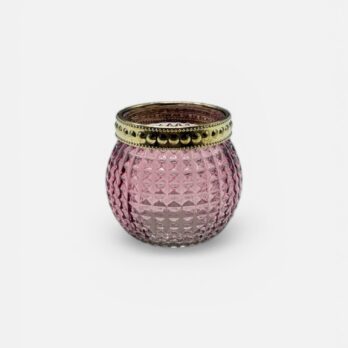 świecznik na tealight różowy ze wzorem